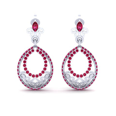 Pink Diamond Dangle Earrings Sterling Silver Dangle Drop Earrings