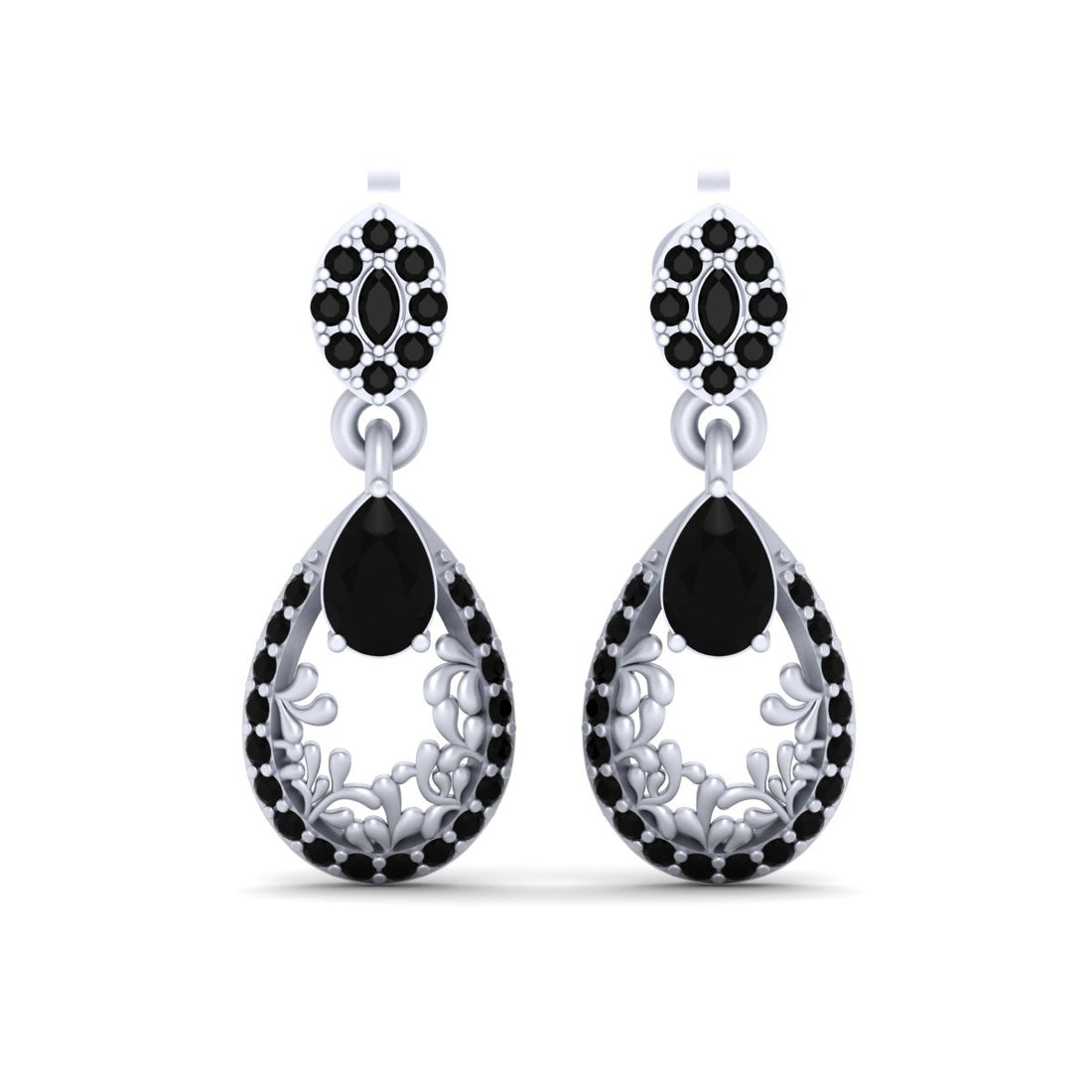 BLACK ONYX TEARDROP EARRINGS
