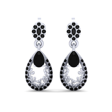 BLACK ONYX TEARDROP EARRINGS