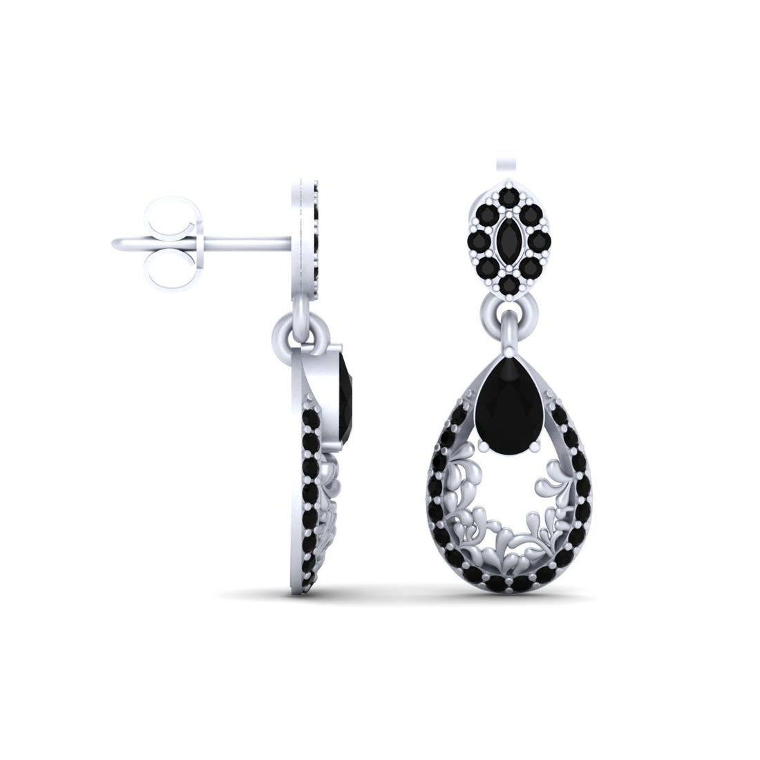 BLACK ONYX TEARDROP EARRINGS