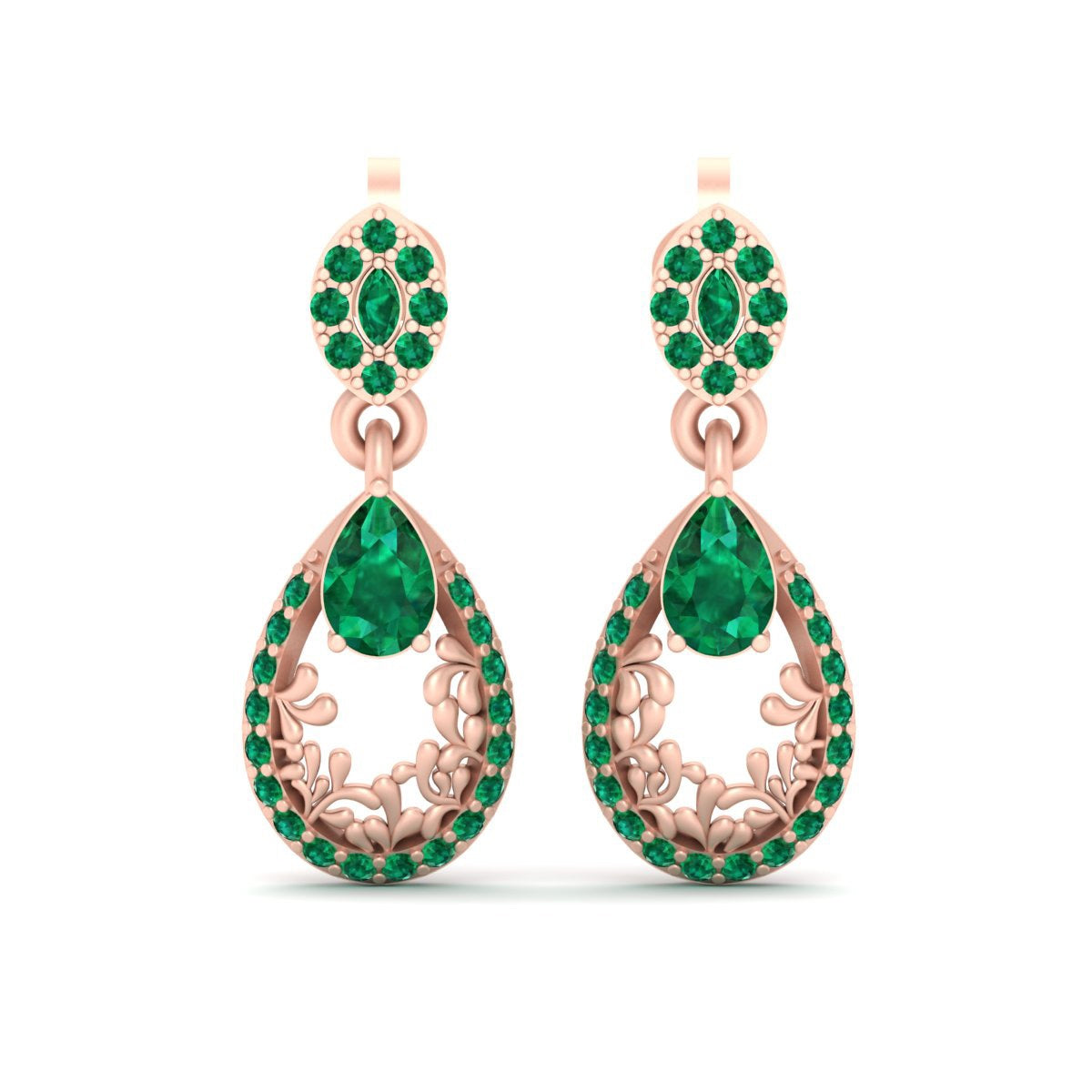 EMERALD DANGLE ENGAGEMENT EARRINGS