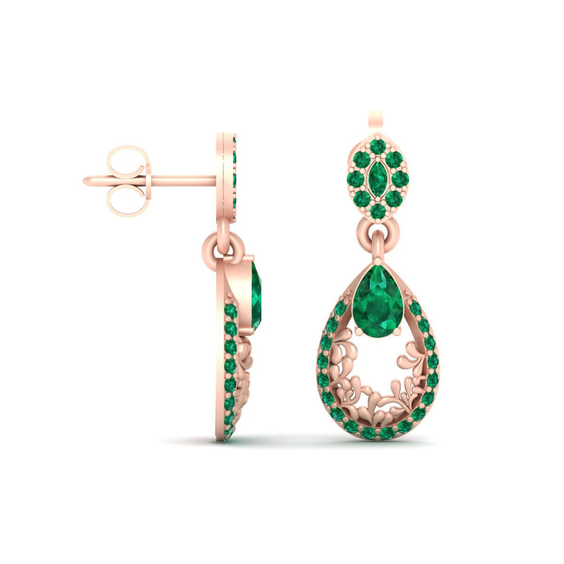 EMERALD DANGLE ENGAGEMENT EARRINGS