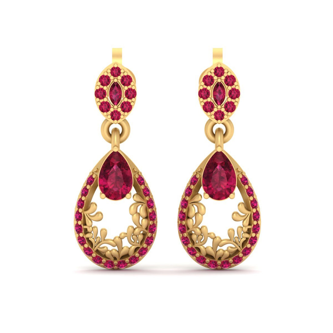 RUBY TEARDROP DANGLE EARRINGS