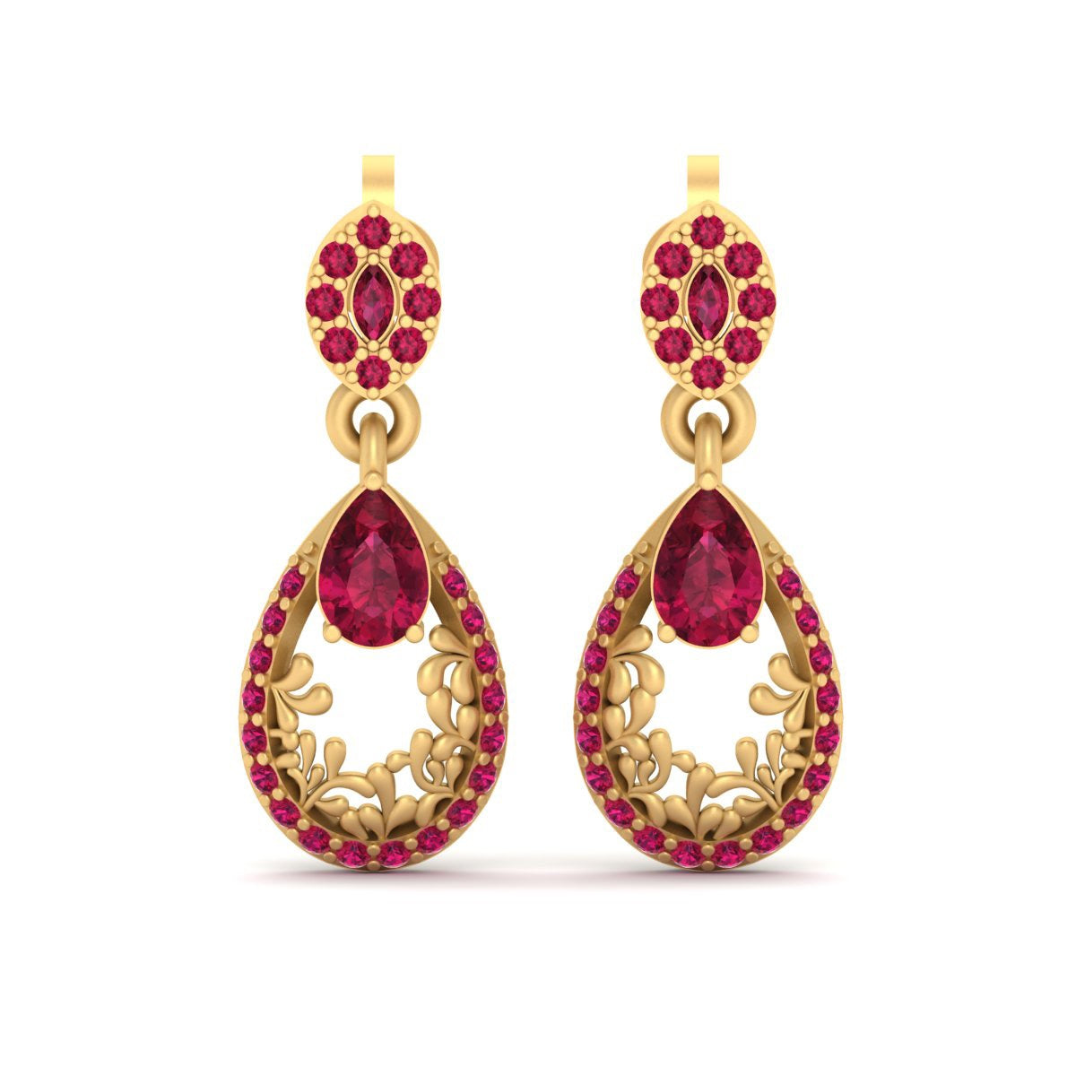 RUBY TEARDROP DANGLE EARRINGS