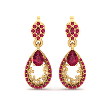 RUBY TEARDROP DANGLE EARRINGS