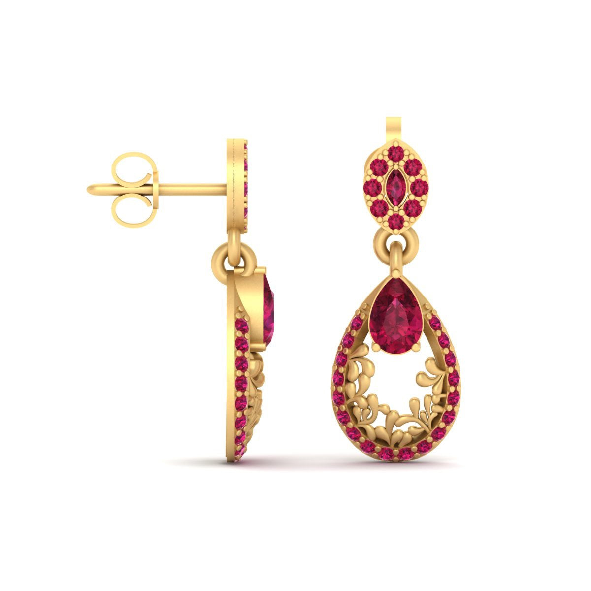 RUBY TEARDROP DANGLE EARRINGS