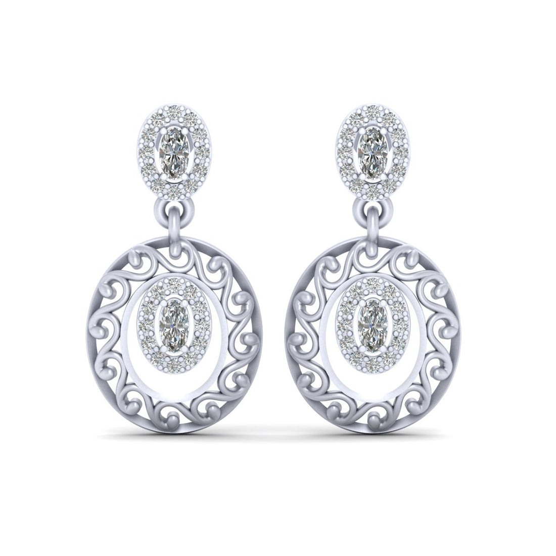 HALO DIAMOND DANGLE EARRINGS