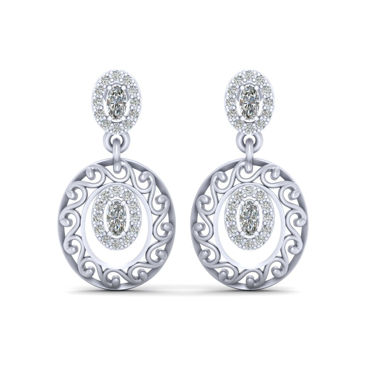 HALO DIAMOND DANGLE EARRINGS