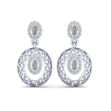 HALO DIAMOND DANGLE EARRINGS