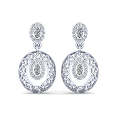 Halo Diamond Dangle Earrings White Gold Dangle Wedding Earrings