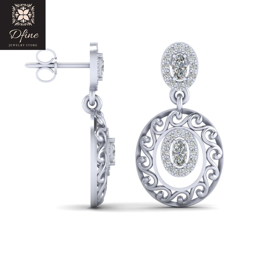 HALO DIAMOND DANGLE EARRINGS
