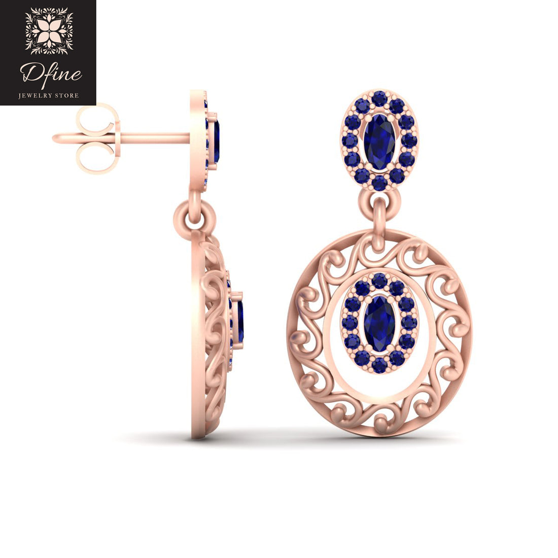 HALO SAPPHIRE DANGLE EARRINGS