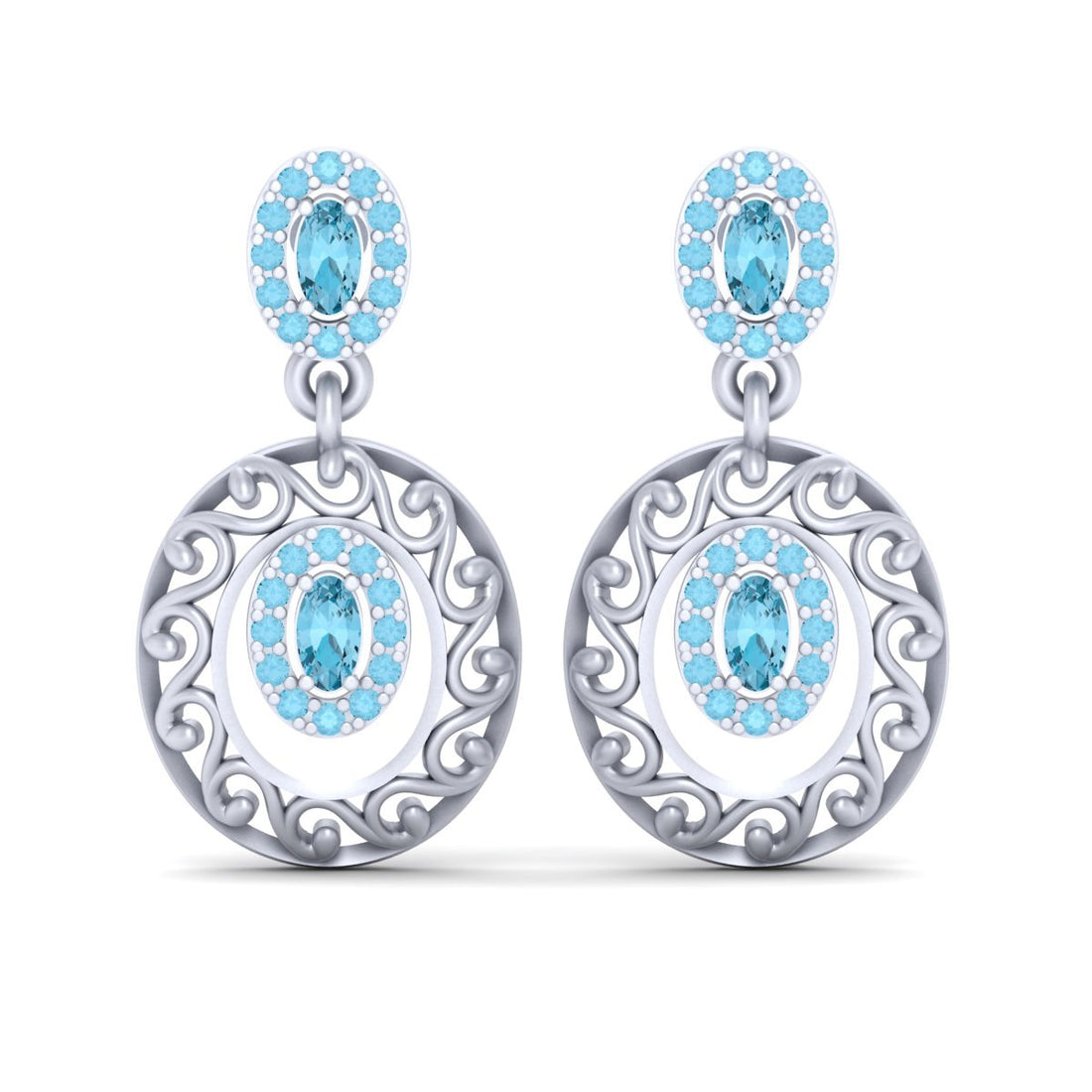 AQUA DIAMOND WEDDING EARRINGS