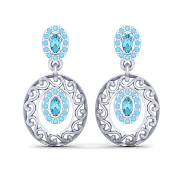 AQUA DIAMOND WEDDING EARRINGS