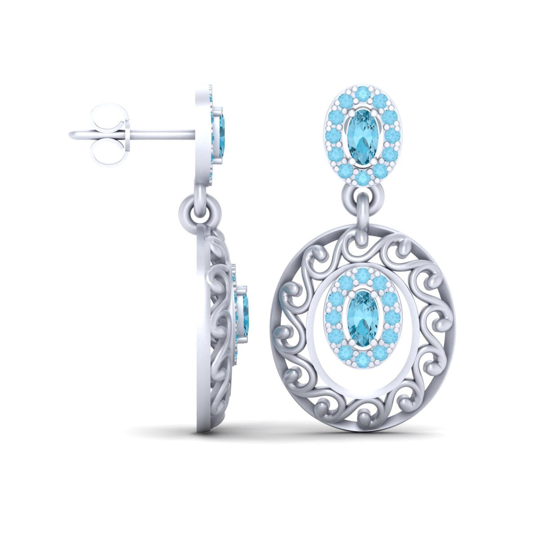 AQUA DIAMOND WEDDING EARRINGS