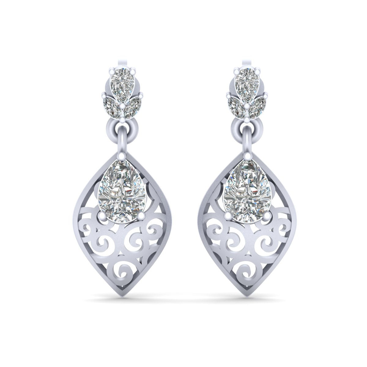 PEAR DIAMOND WEDDING EARRINGS