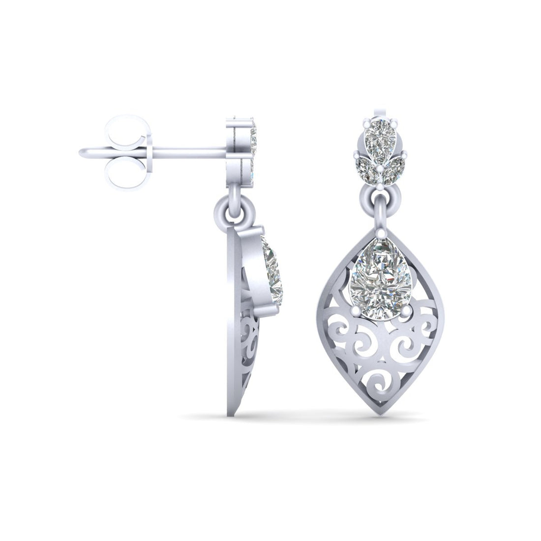 PEAR DIAMOND WEDDING EARRINGS