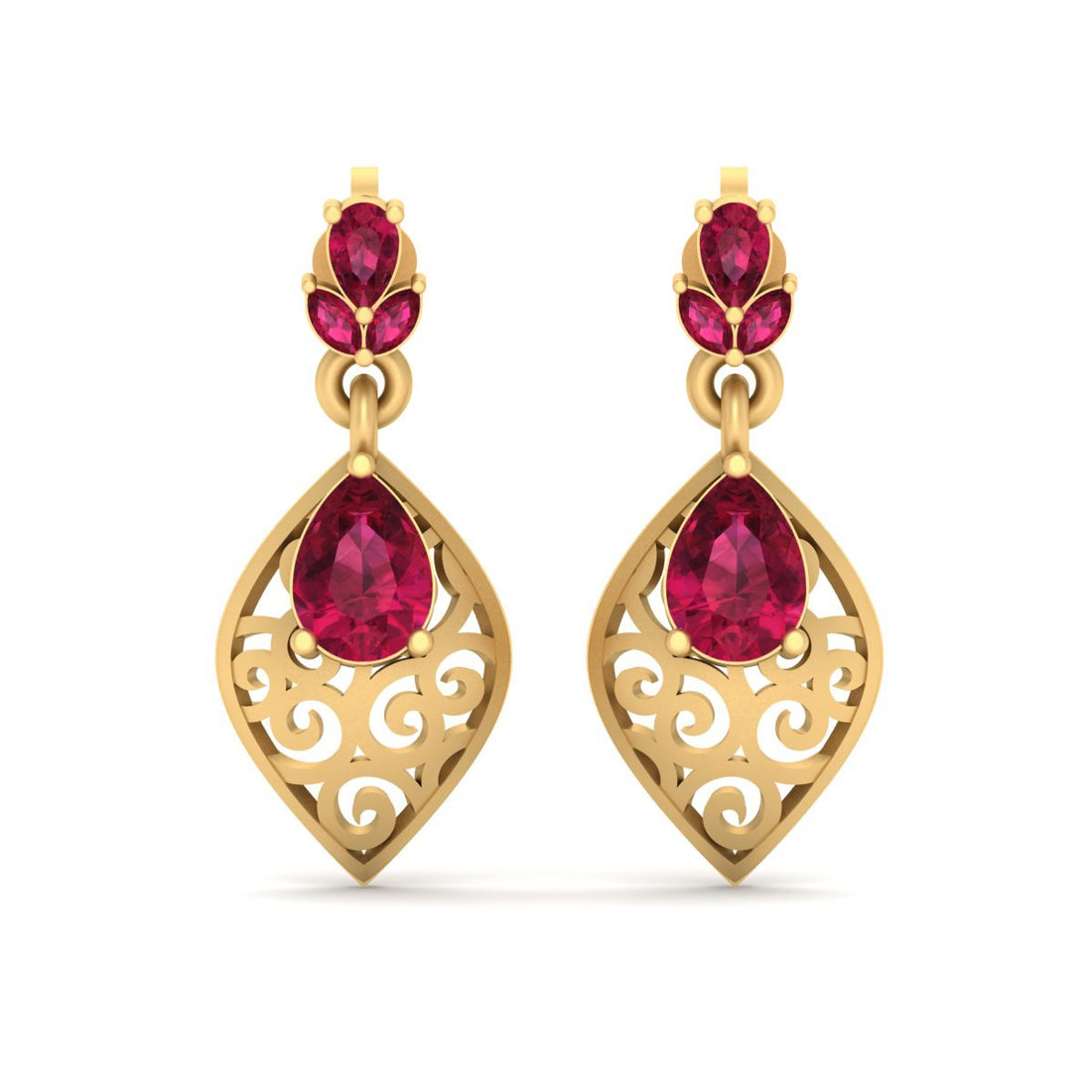 PEAR RUBY ENGAGEMENT EARRINGS