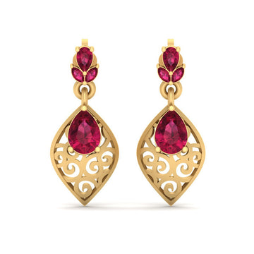 PEAR RUBY ENGAGEMENT EARRINGS