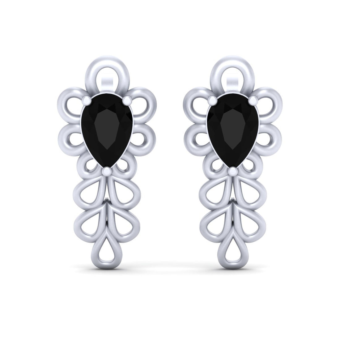 BLACK DIAMOND FLORAL EARRINGS