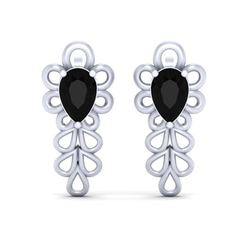 BLACK DIAMOND FLORAL EARRINGS