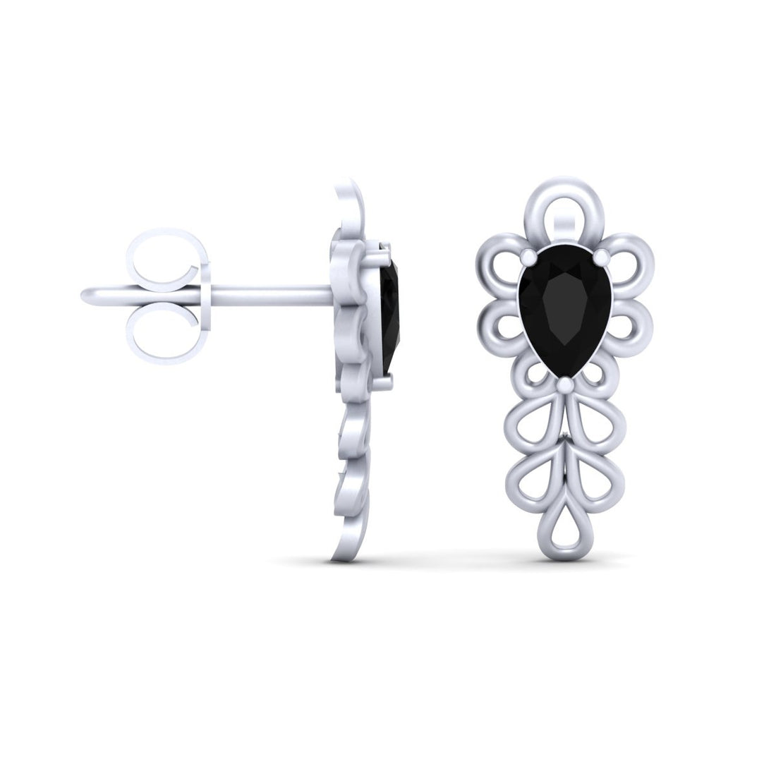 BLACK DIAMOND FLORAL EARRINGS