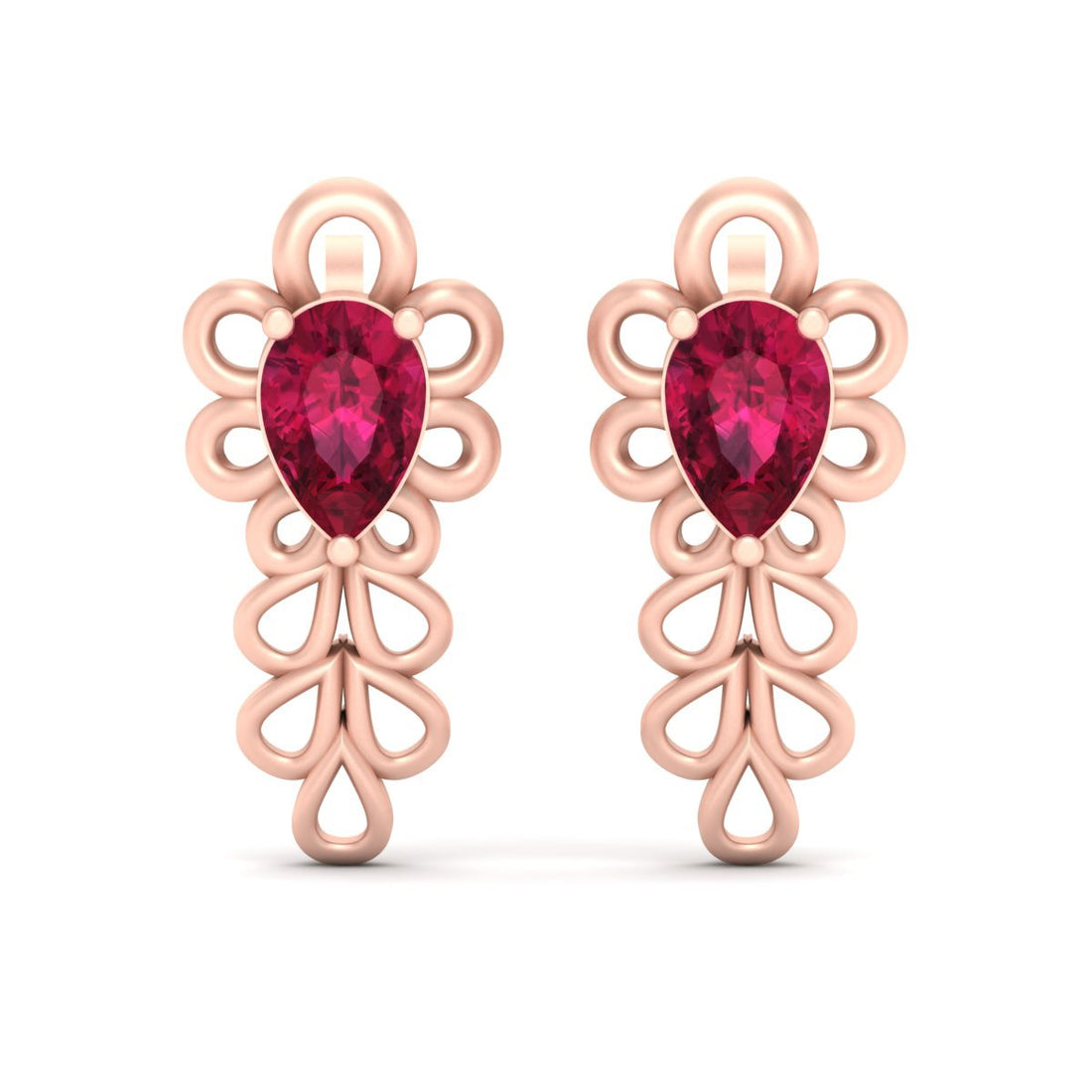 RUBY FLORAL ENGAGEMENT EARRINGS