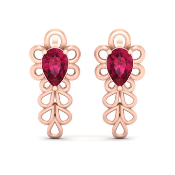 RUBY FLORAL ENGAGEMENT EARRINGS