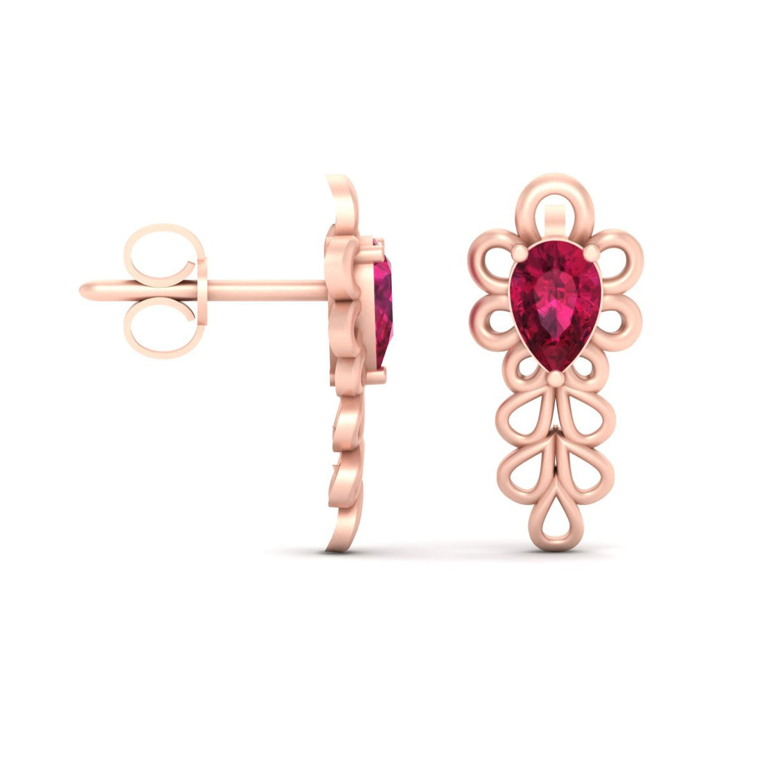 RUBY FLORAL ENGAGEMENT EARRINGS