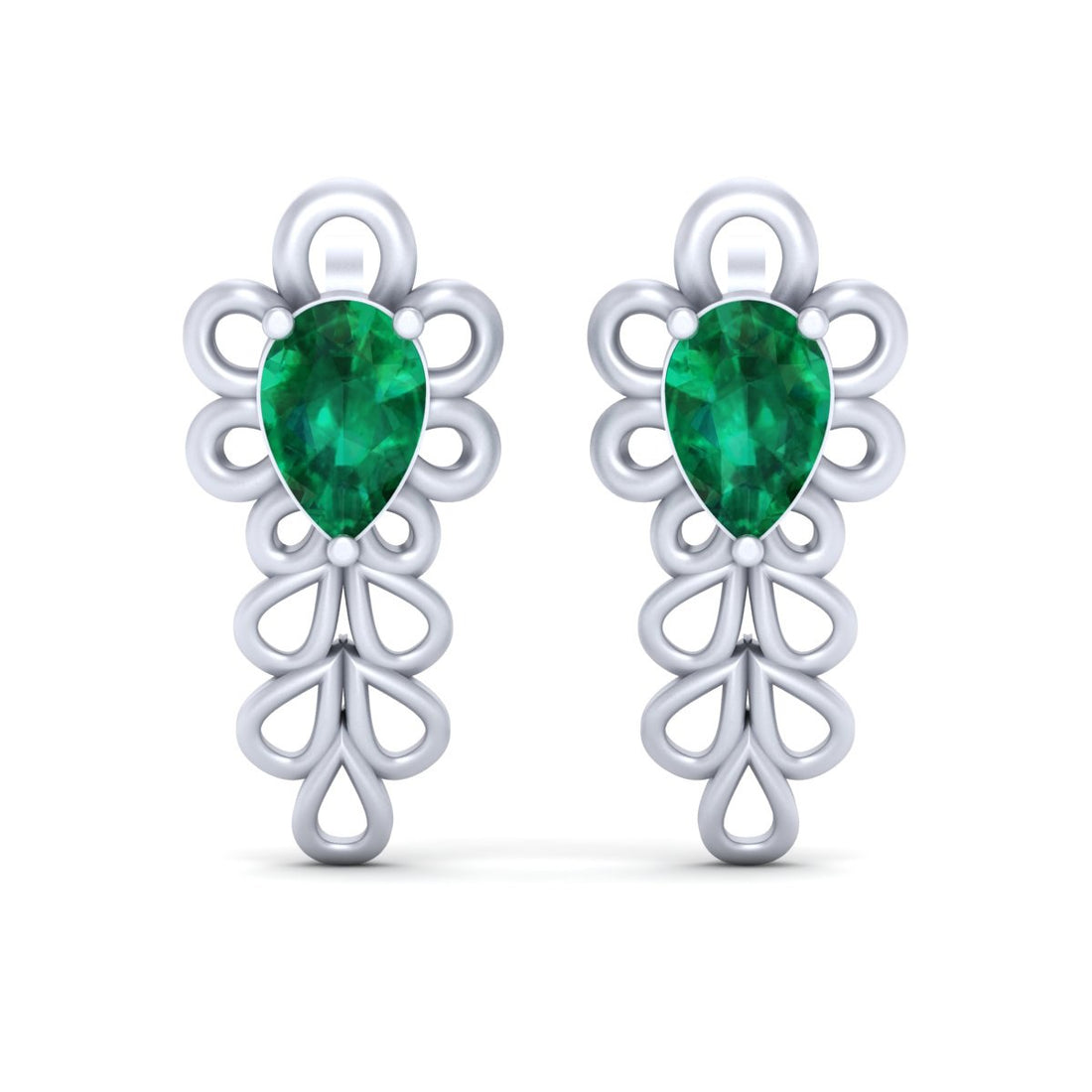 WHITE GOLD FLORAL EARRINGS