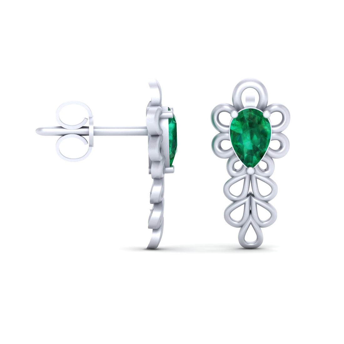 WHITE GOLD FLORAL EARRINGS