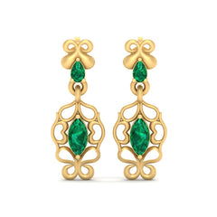 Dangle Drop Earrings Silver Green CZ Floral Engagement Earrings