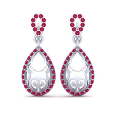 Pink Diamond Drop Earrings Sterling Silver Dangle Drop Wedding Earrings