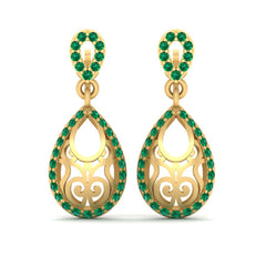 Dangle Drop Earrings Gold Green Diamond Teardrop Earrings Jewelry