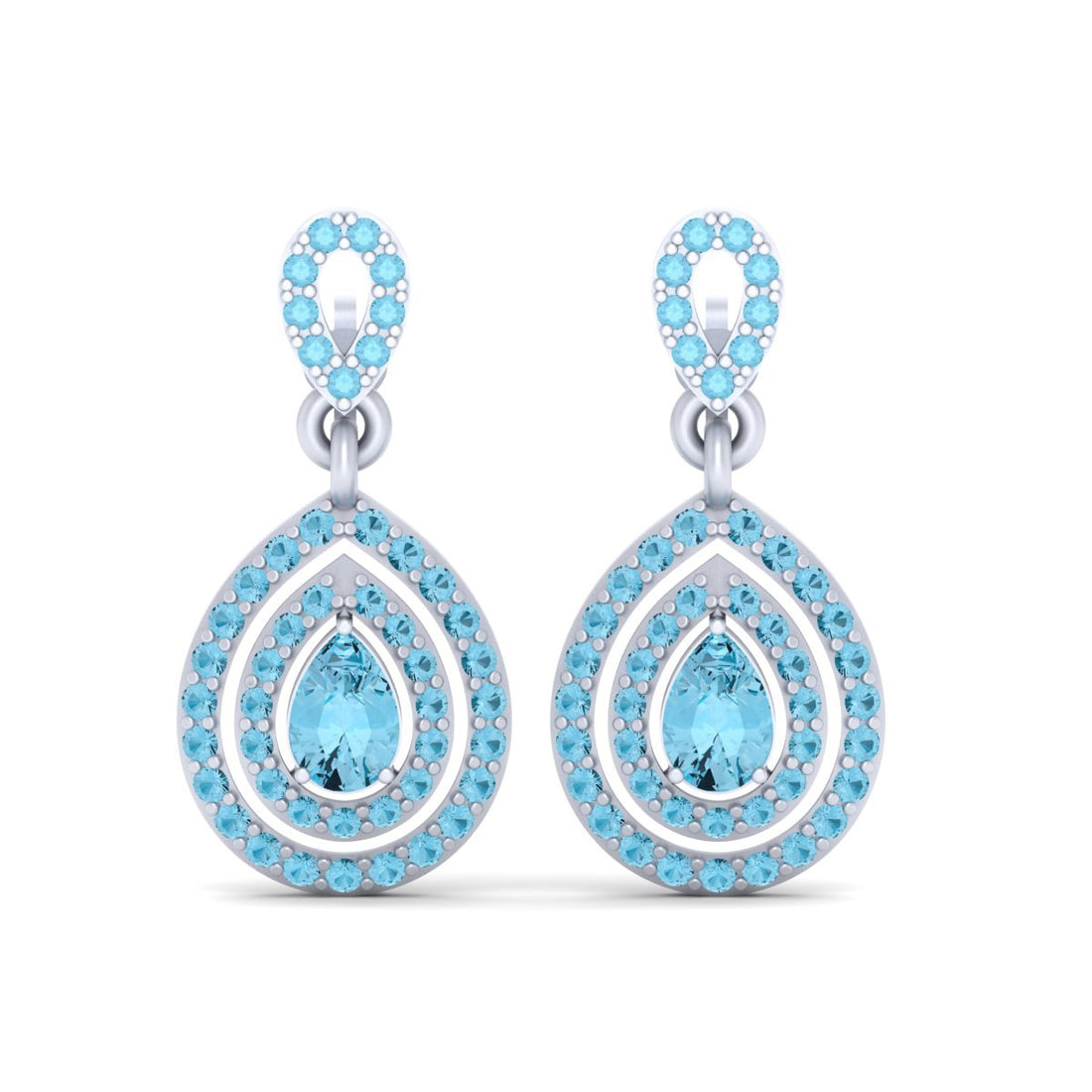 AQUA DIAMOND TEARDROP EARRINGS