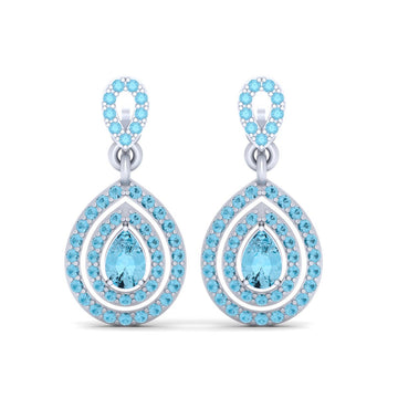 AQUA DIAMOND TEARDROP EARRINGS