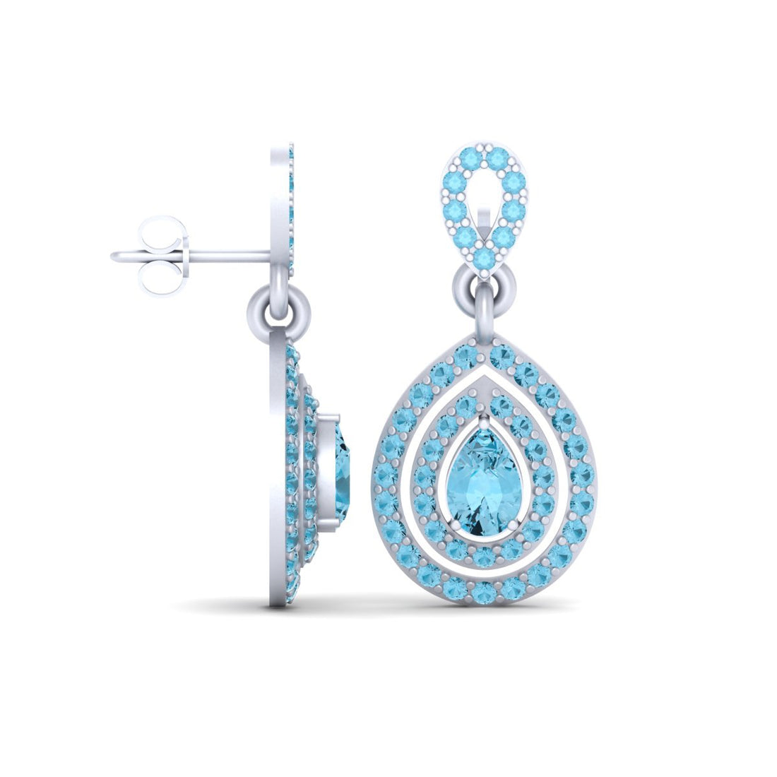 AQUA DIAMOND TEARDROP EARRINGS