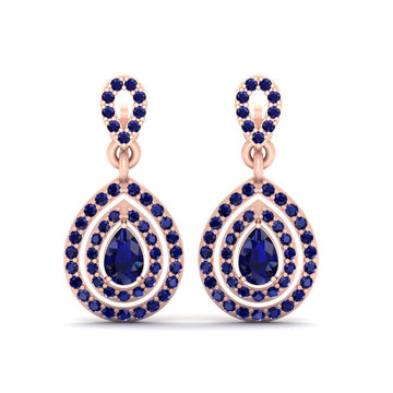 SAPPHIRE DOUBLE HALO EARRINGS