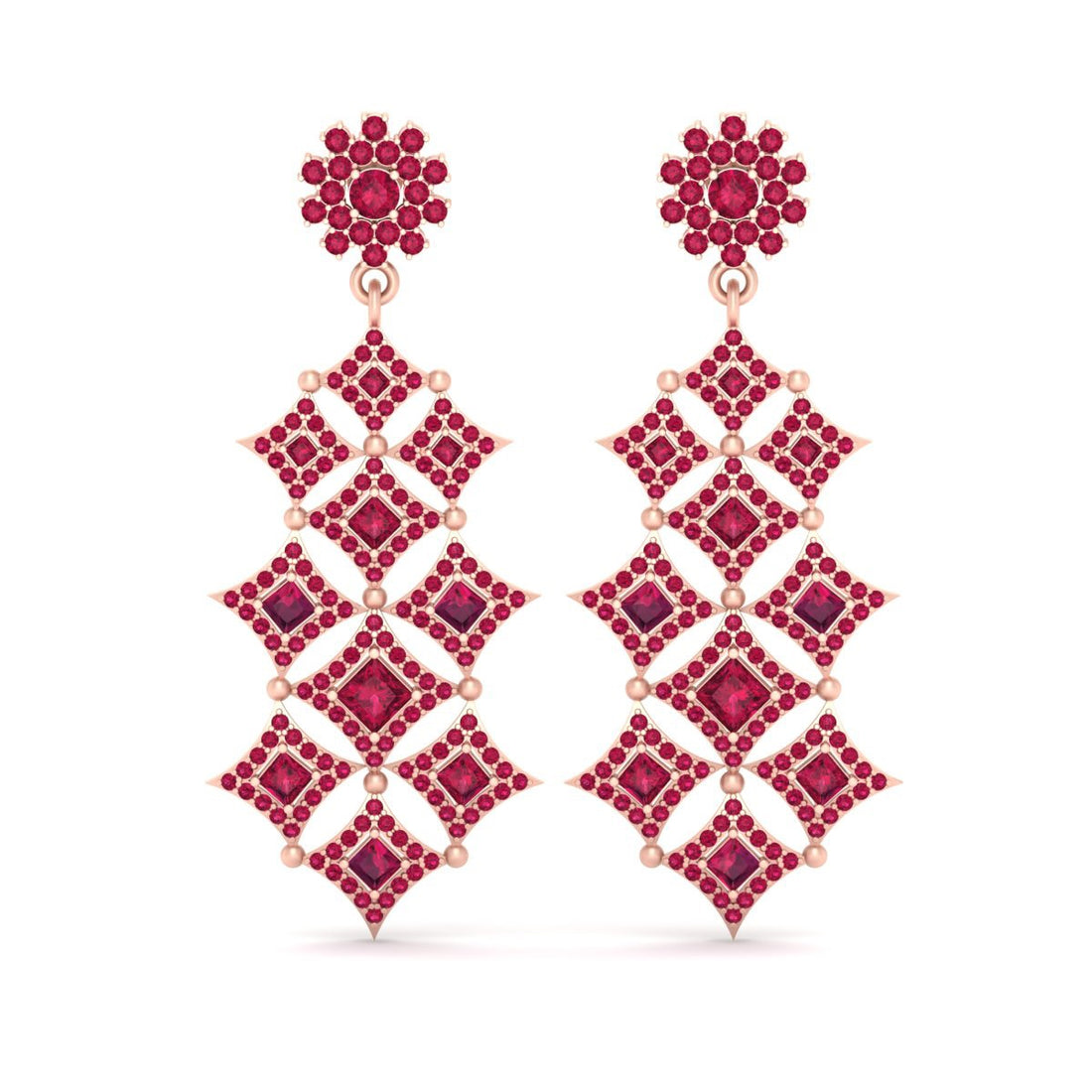 HALO RUBY CHANDELIER EARRINGS