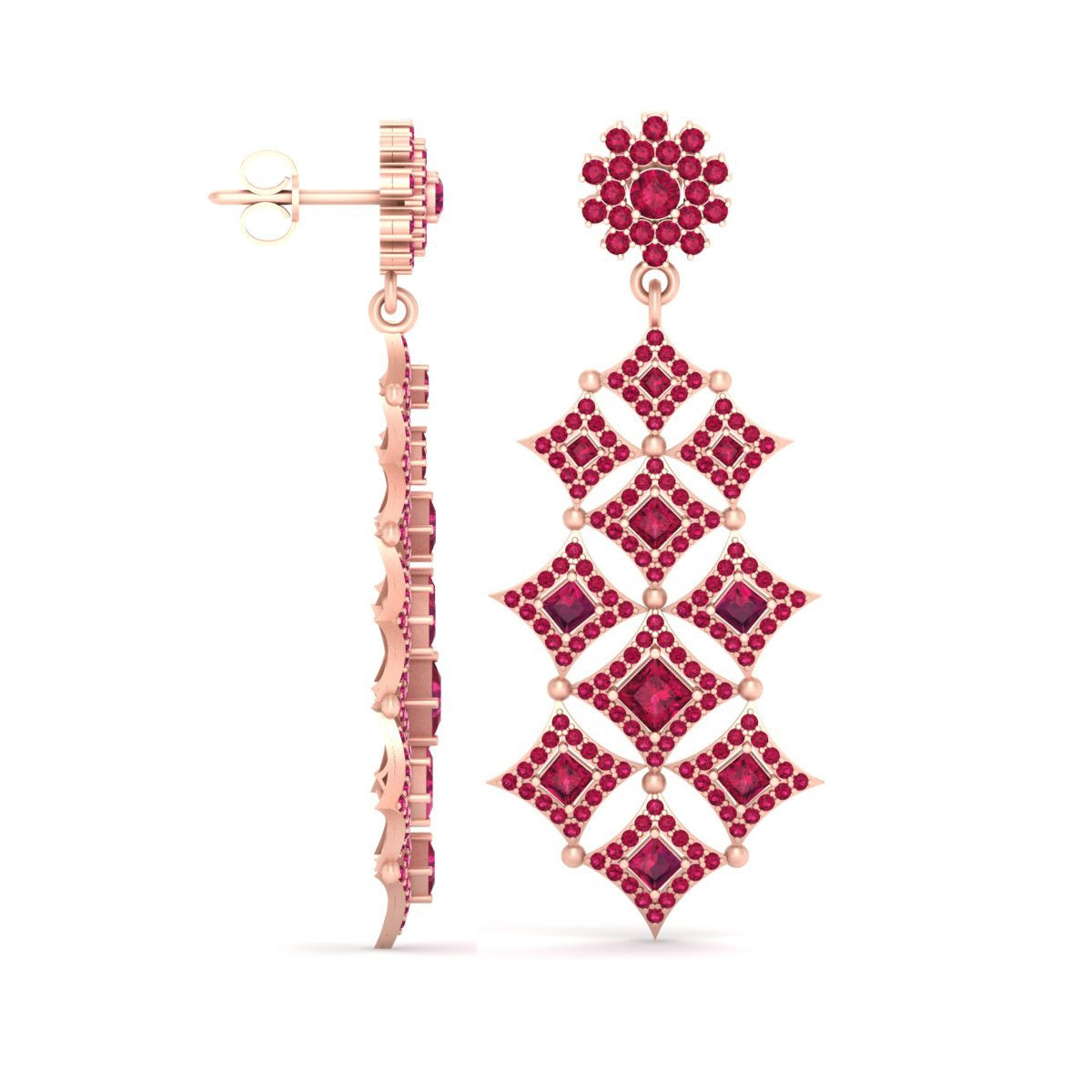 HALO RUBY CHANDELIER EARRINGS