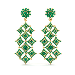 Gold Chandelier Wedding Earrings Halo Green CZ Chandelier Earrings
