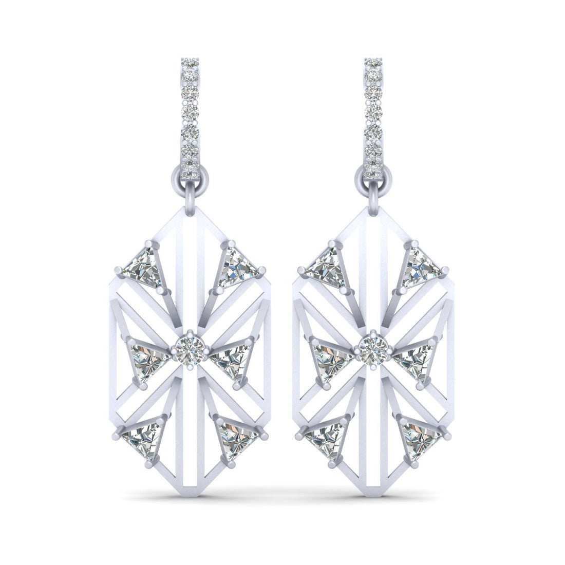 TRIANGLE DIAMOND HOOP EARRINGS