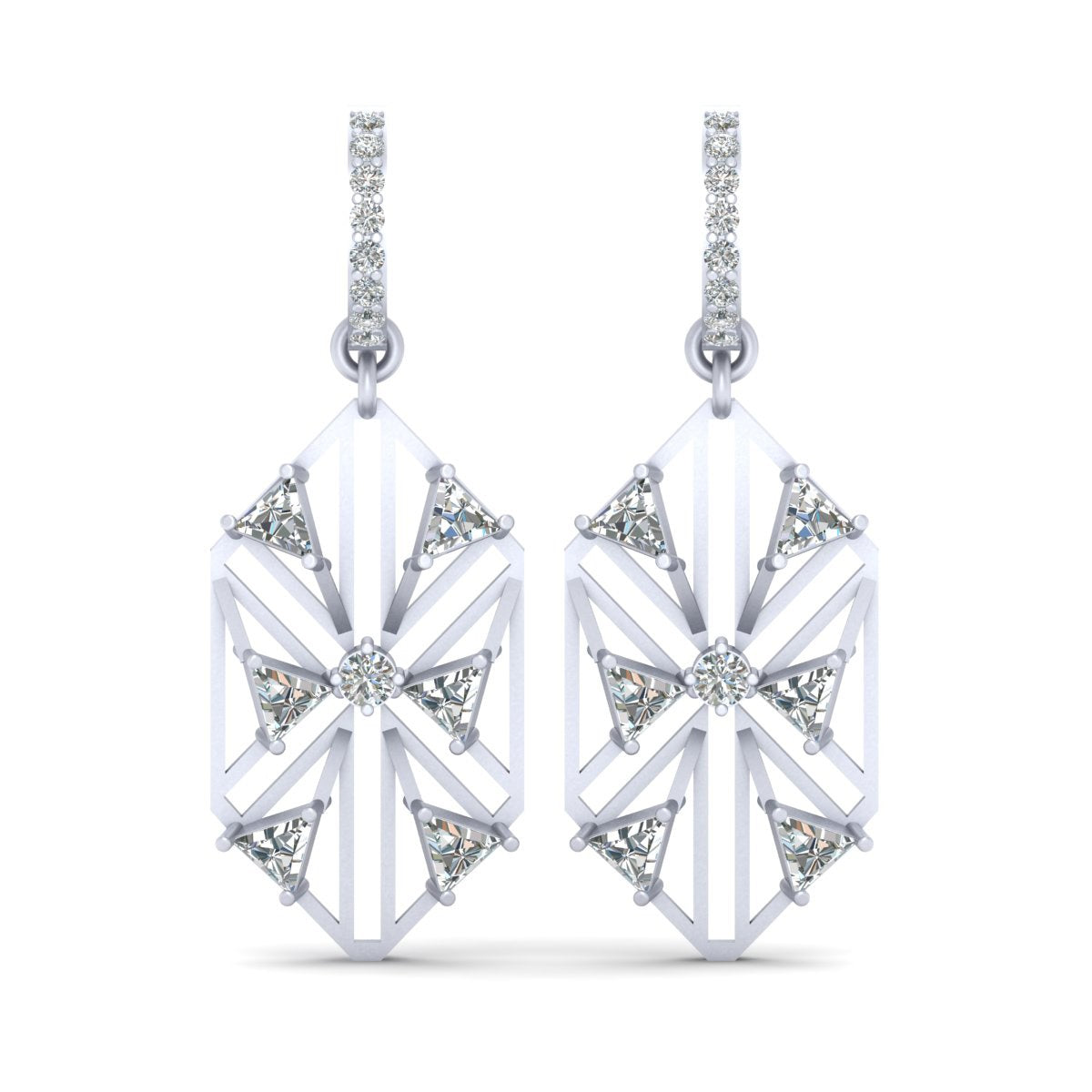 TRIANGLE DIAMOND HOOP EARRINGS