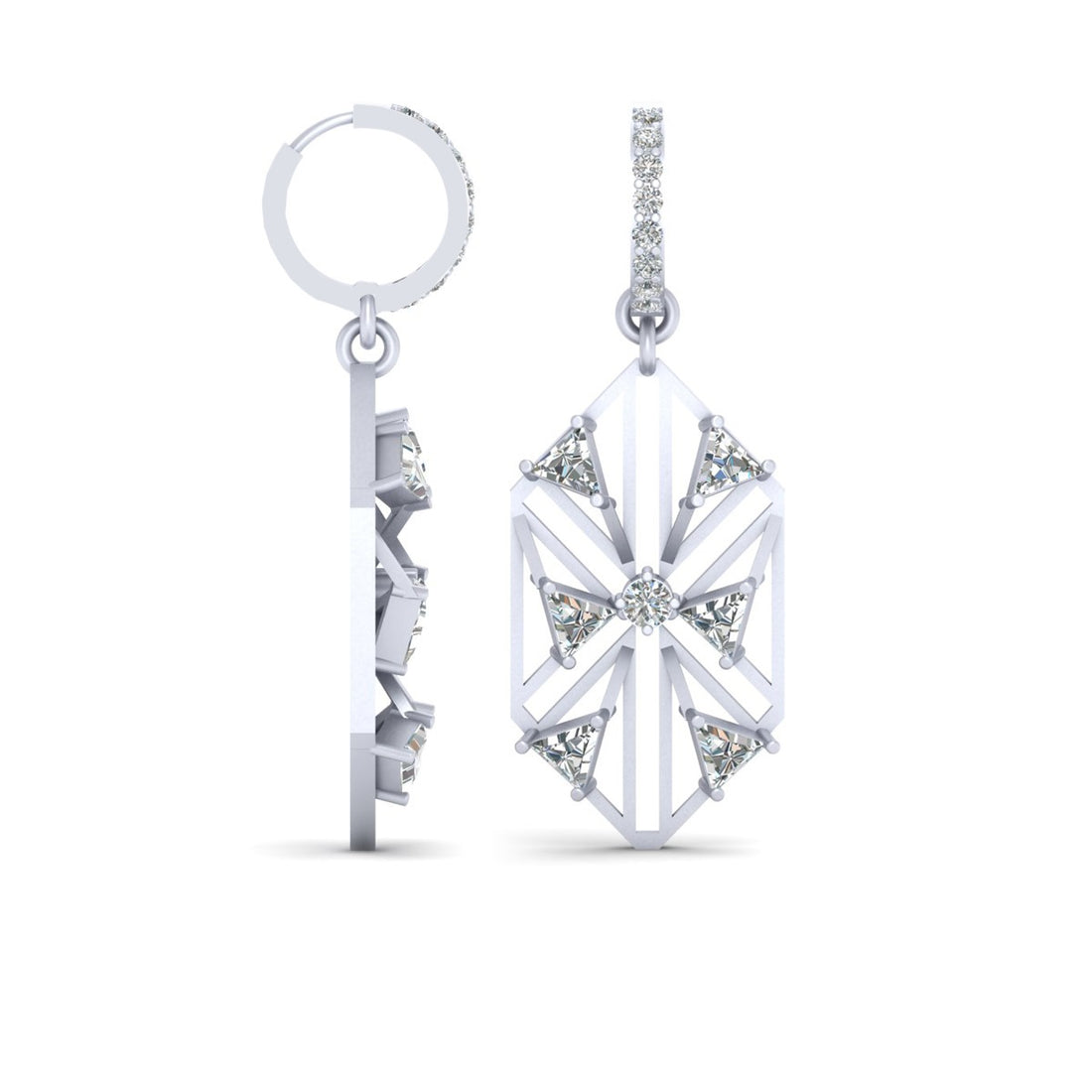 TRIANGLE DIAMOND HOOP EARRINGS