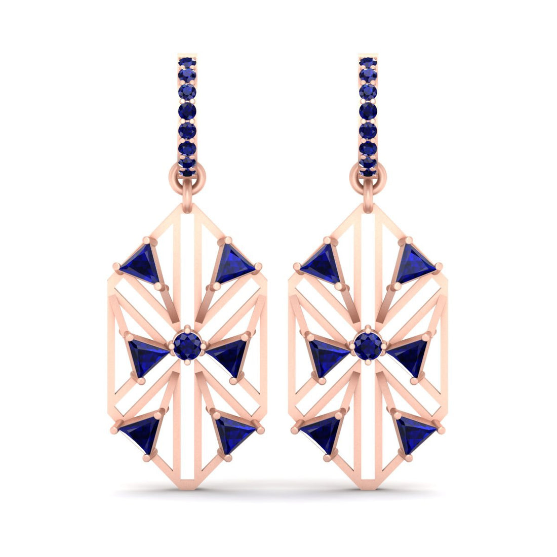 HEXAGON DANGLE HOOP EARRINGS