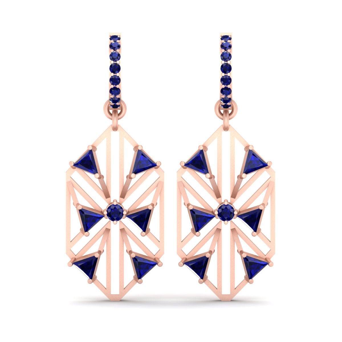 HEXAGON DANGLE HOOP EARRINGS