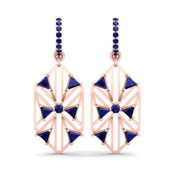 HEXAGON DANGLE HOOP EARRINGS