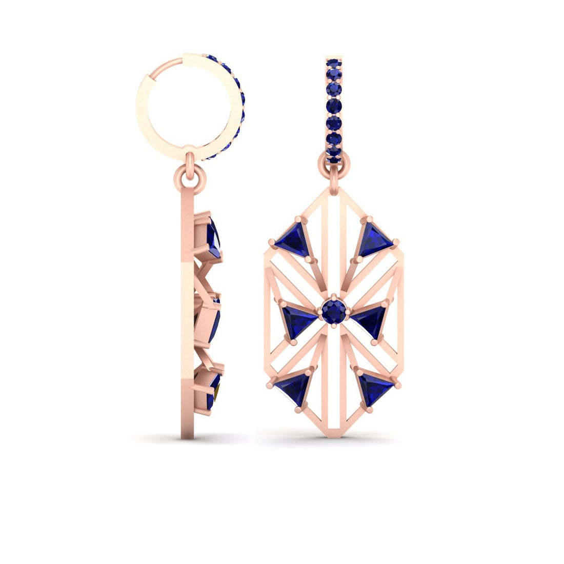 HEXAGON DANGLE HOOP EARRINGS