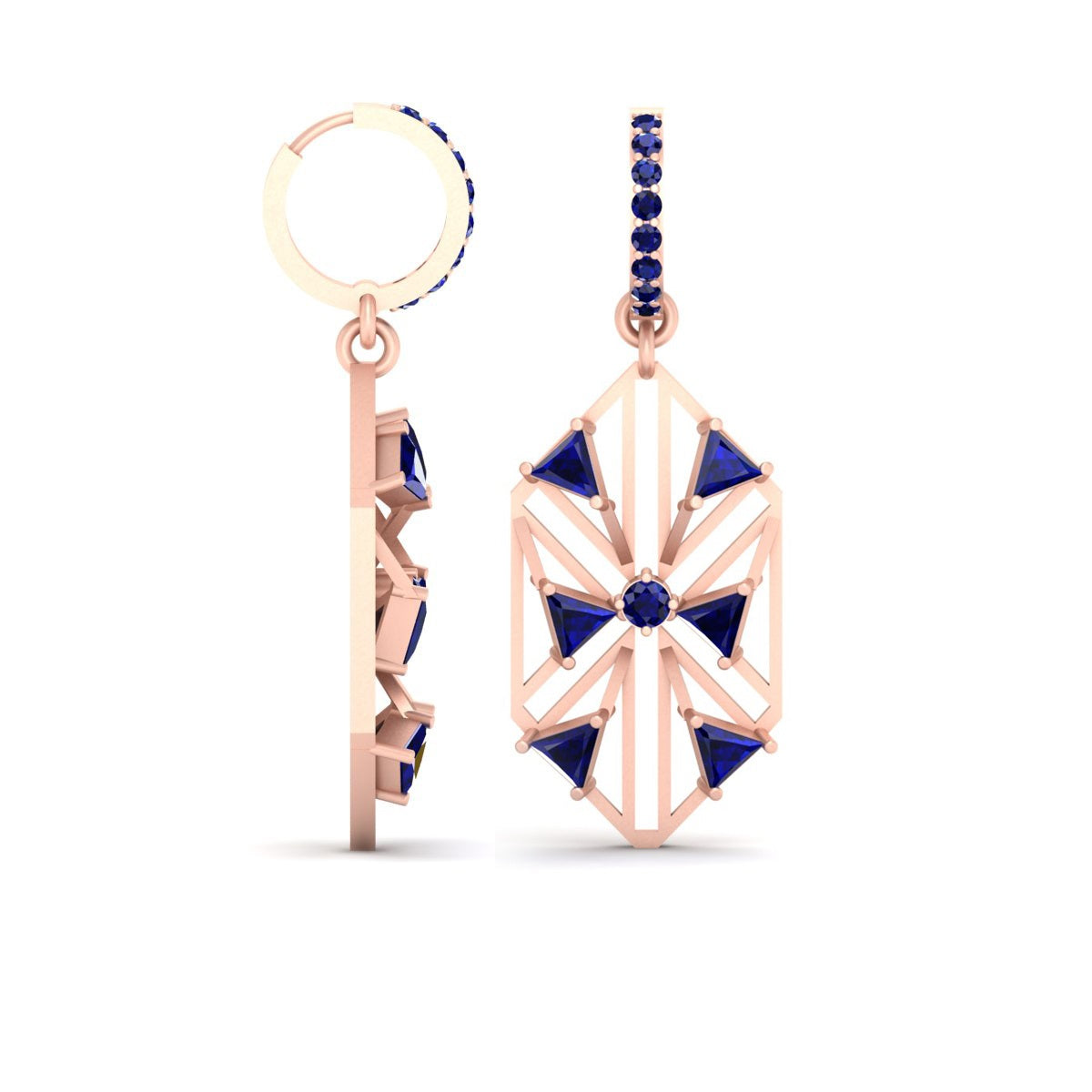 HEXAGON DANGLE HOOP EARRINGS