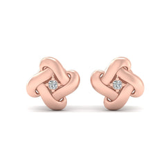 0.05cttw Diamond Knot Earrings Rose Gold Stud Earrings Bridal Jewelry
